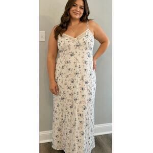 No Boundaries Floral Lace Trim Maxi Dress XXL Cottagecore Fairy Y2K Slip Dress